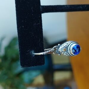 925 sterling & simulated blue sapphire earrings